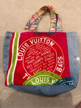 Salvage Sacs One of a Kind Upcycled Resort Tote | Denim & Terry Cloth Market Bag